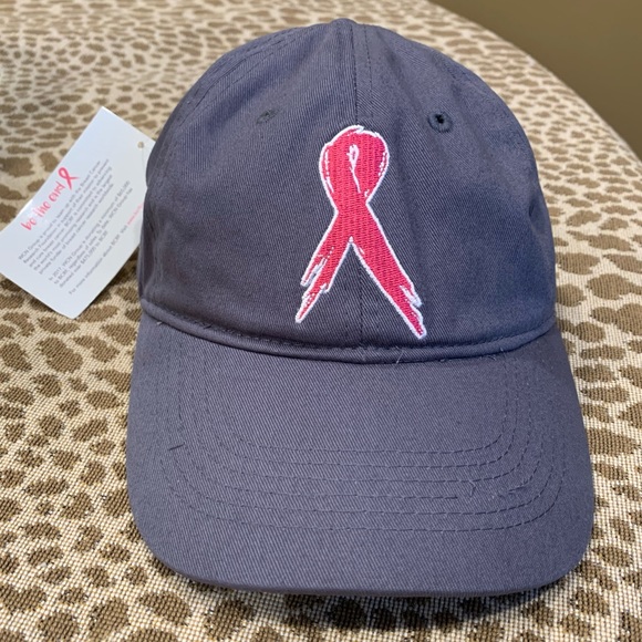 NWT Support The Cure Gray Baseball Hat/Cap~Pink Ribbon~Breast Cancer Awareness - Picture 13 of 13